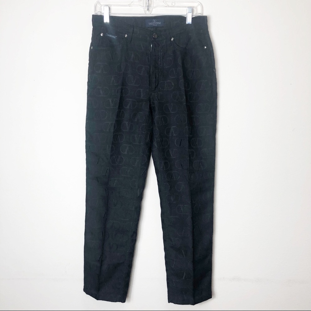 Valentino Jeans Vintage Black Logo Printed Pants